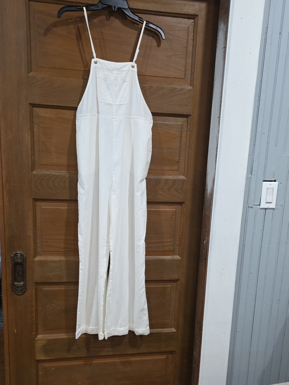 Chelsea & Violet White Wide-Leg Jumpsuit with Bib Front